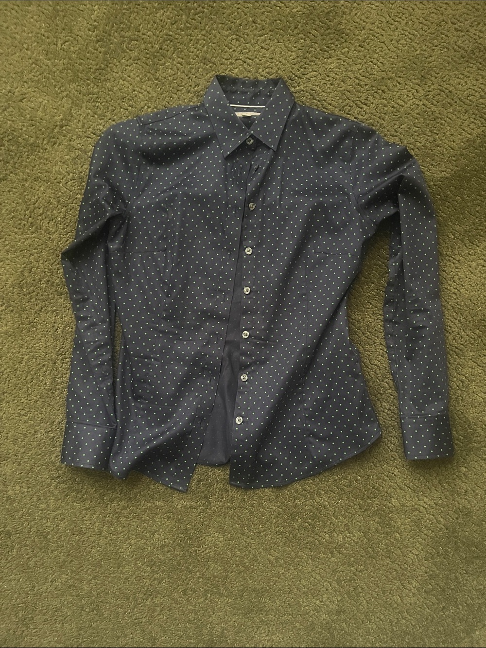 Banana Republic Women’s Navy Polka Dot Button Down Shirt